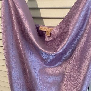 Purple Satin Cowl Neck Top